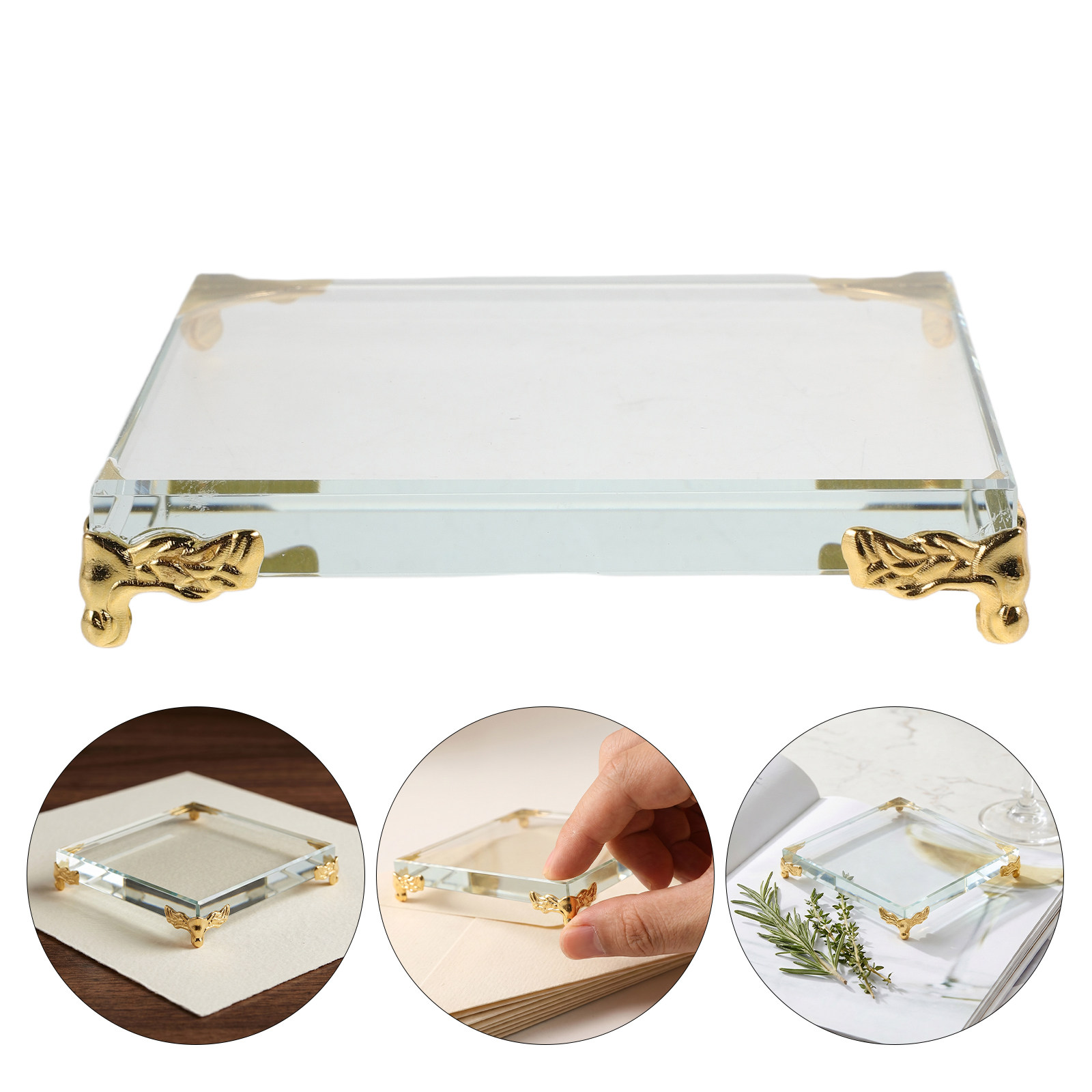 Paper Weight Crystal - Pisapapeles de cristal cuadrado con borde